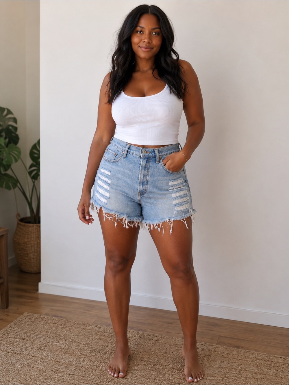 Levi's 501 Distressed Denim Shorts Light Wash Raw Hem W33